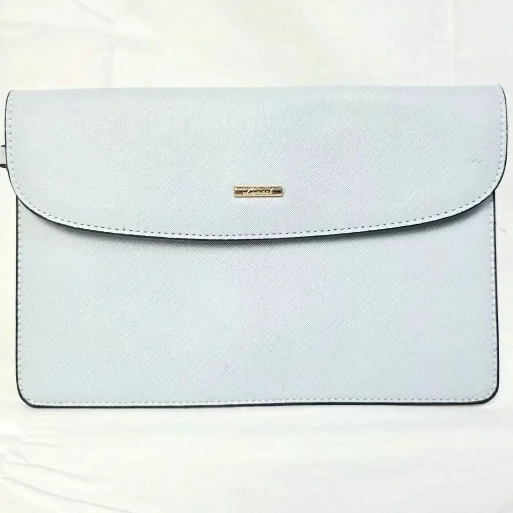 Francesca’s White Faux Leather Clutch Purse 10x7